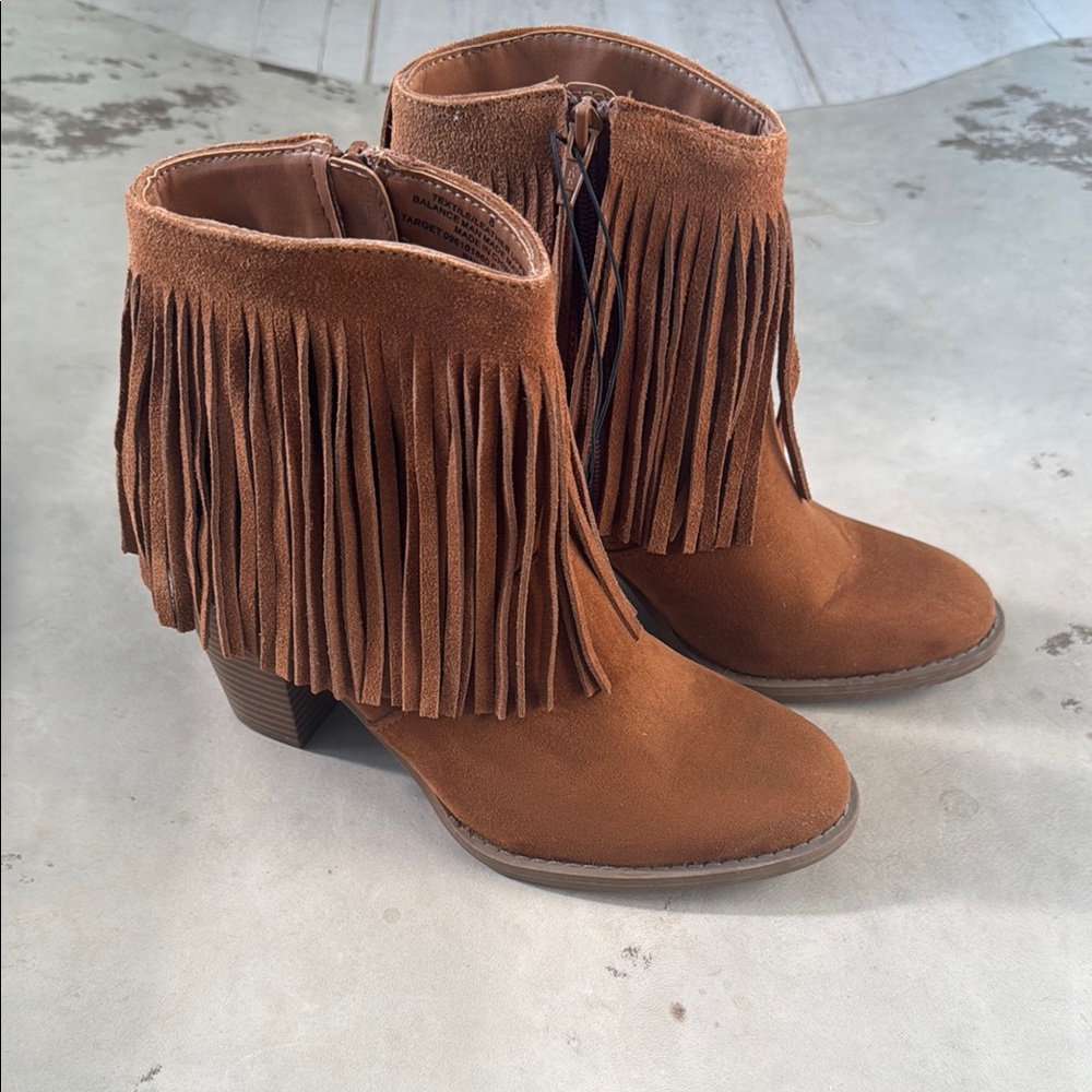 Mossimo Supply Co Brown Ankle Boots with Fringe
